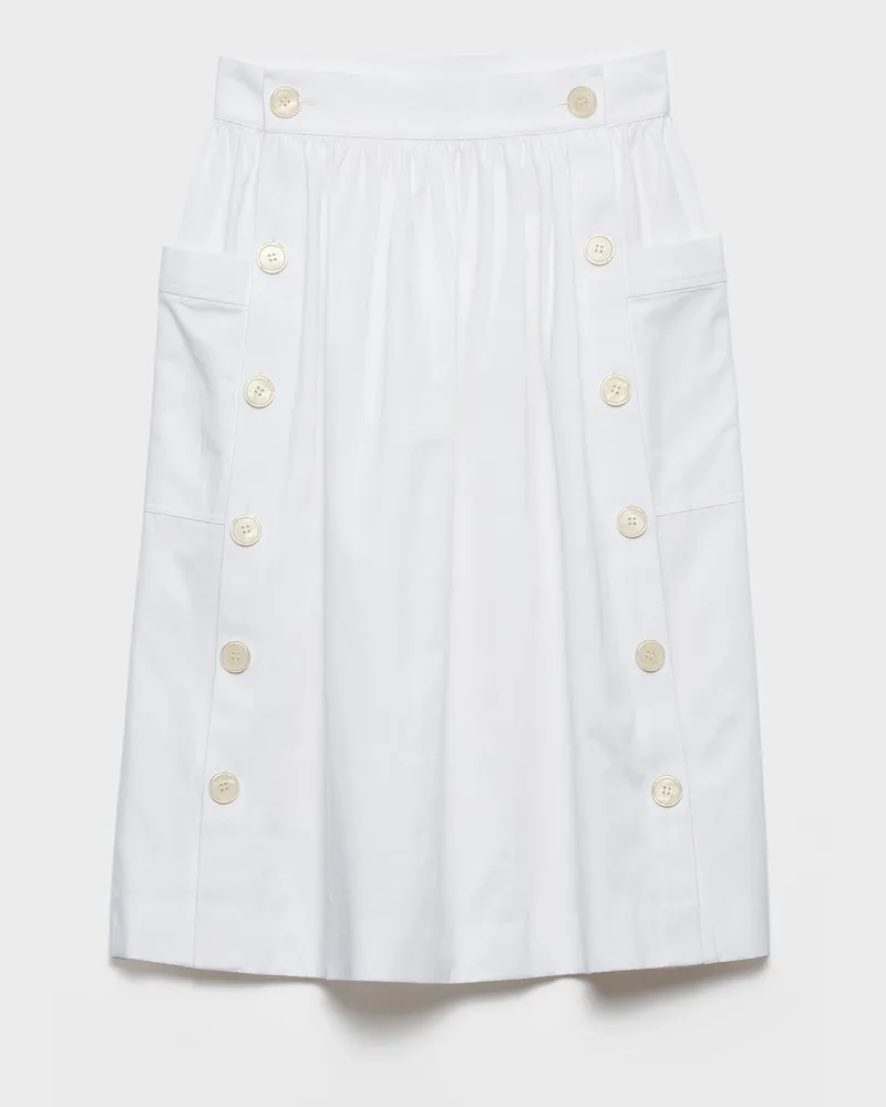 Prada Rock aus weichem Baumwoll-Gabardine Weiss