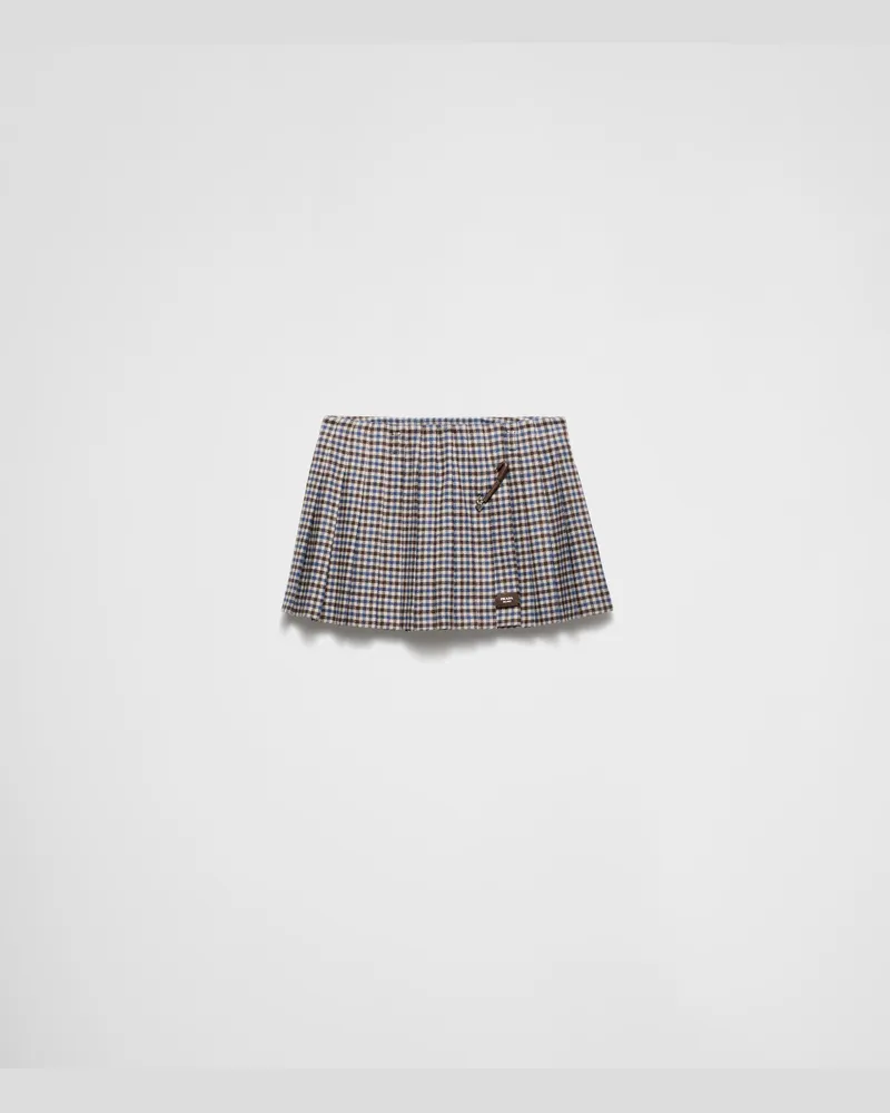 Prada Minirock aus karierter Wolle Ebenholz