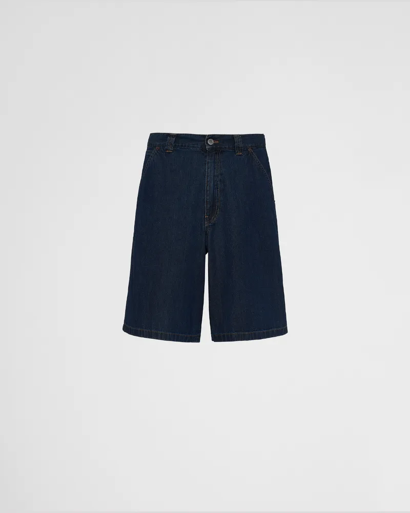Prada Bermudas aus leichtem Denim Blau