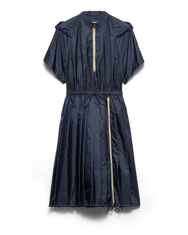 Prada Midikleid Aus Leichtem Re-nylon, Damen, Blau, Größe Blau