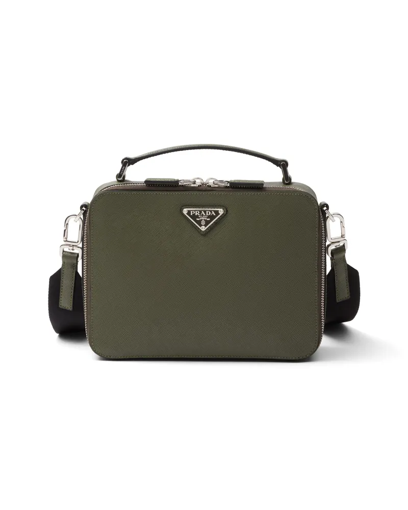 Prada Brique Tasche Aus Saffiano-leder, Herren, Lodengrün Lodengrün