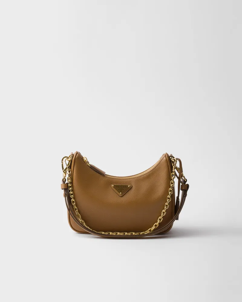 Prada Re-Edition Mini Bag aus Saffiano-Leder Karamell