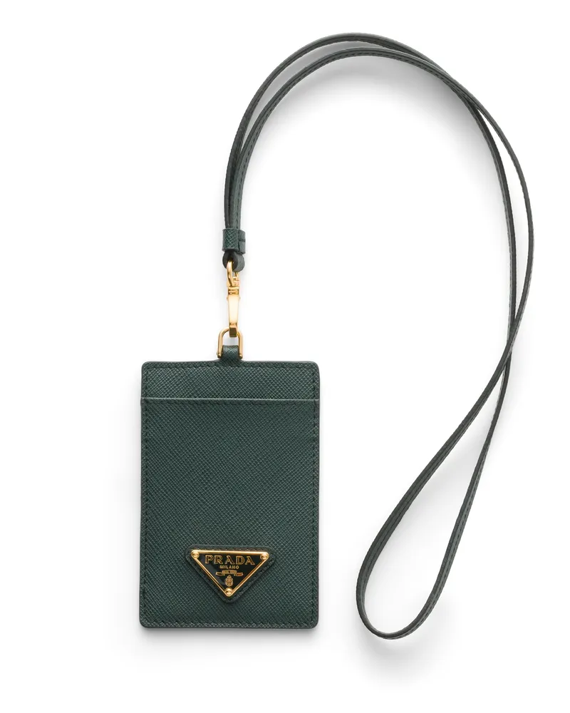 Prada Ausweisetui Aus Saffiano Leder, Damen, Smaragdgrün Smaragdgrün
