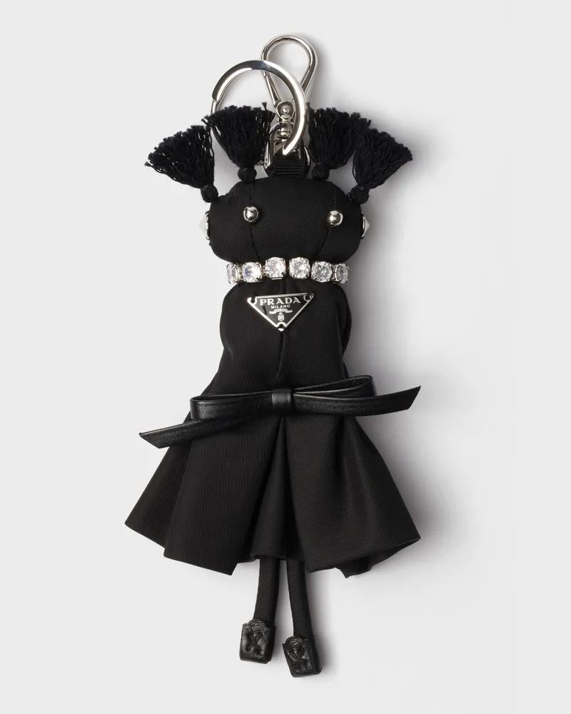 Prada Teddy-Schlüsselanhänger aus Re-Nylon Schwarz