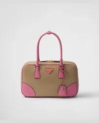 Prada Re-Edition 1978 Medium Tasche mit zwei Griffen aus Re-Nylon und Saffiano-Leder Camel