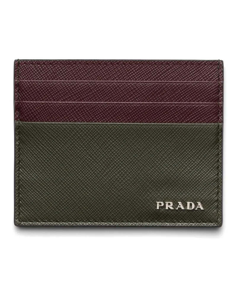 Prada Kartenetui Aus Saffiano-leder, Herren, Selva Grün/burgunder Selva