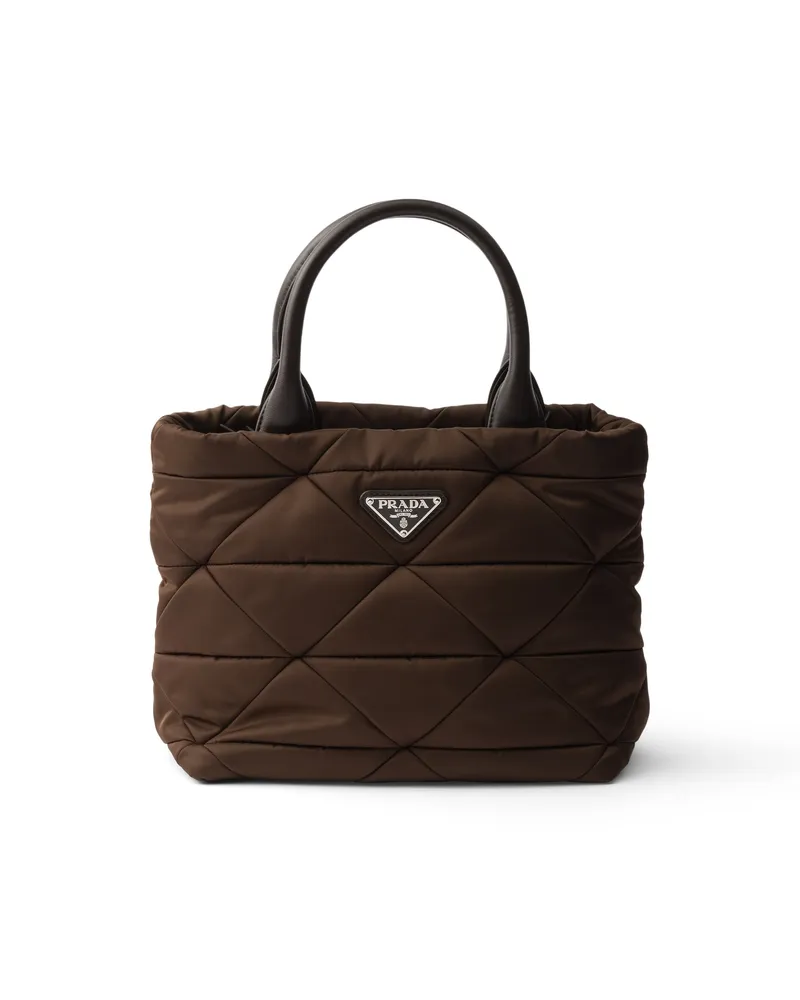 Prada Kleine Gepolsterte Tote Bag Aus Re-nylon , Damen, Sienna Sienna