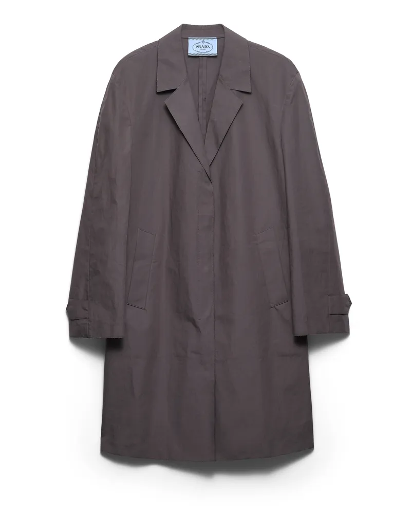 Prada Einreihiger Mantel Aus Doppel-popeline, Damen, Hämatit, Größe Hämatit