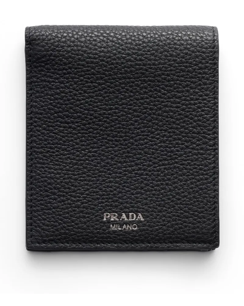 Prada Geldbörse Aus Leder, Herren, Schwarz Schwarz