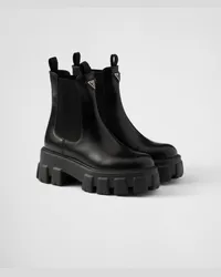 Prada Monolith Chelsea Boots aus gebürstetem Leder Schwarz