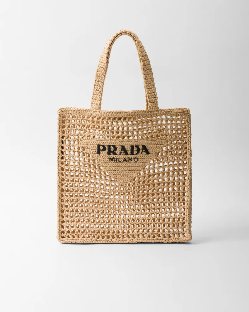 Prada Gehäkelte Tote Bag, Damen, Natur Natur