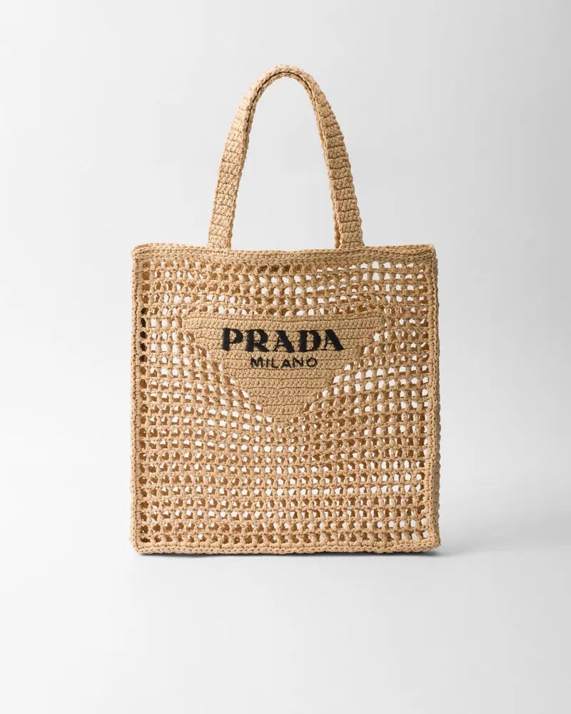 Prada Gehäkelte Tote Bag Natur