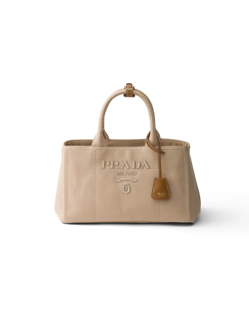 Prada Jardinière Große Handtasche Aus Baumwoll-canvas, Damen, Kordel Kordel