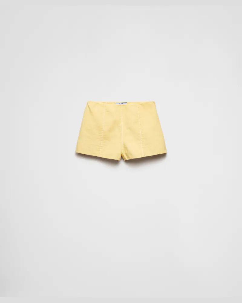 Prada Shorts aus doppelter Baumwolle Gelb
