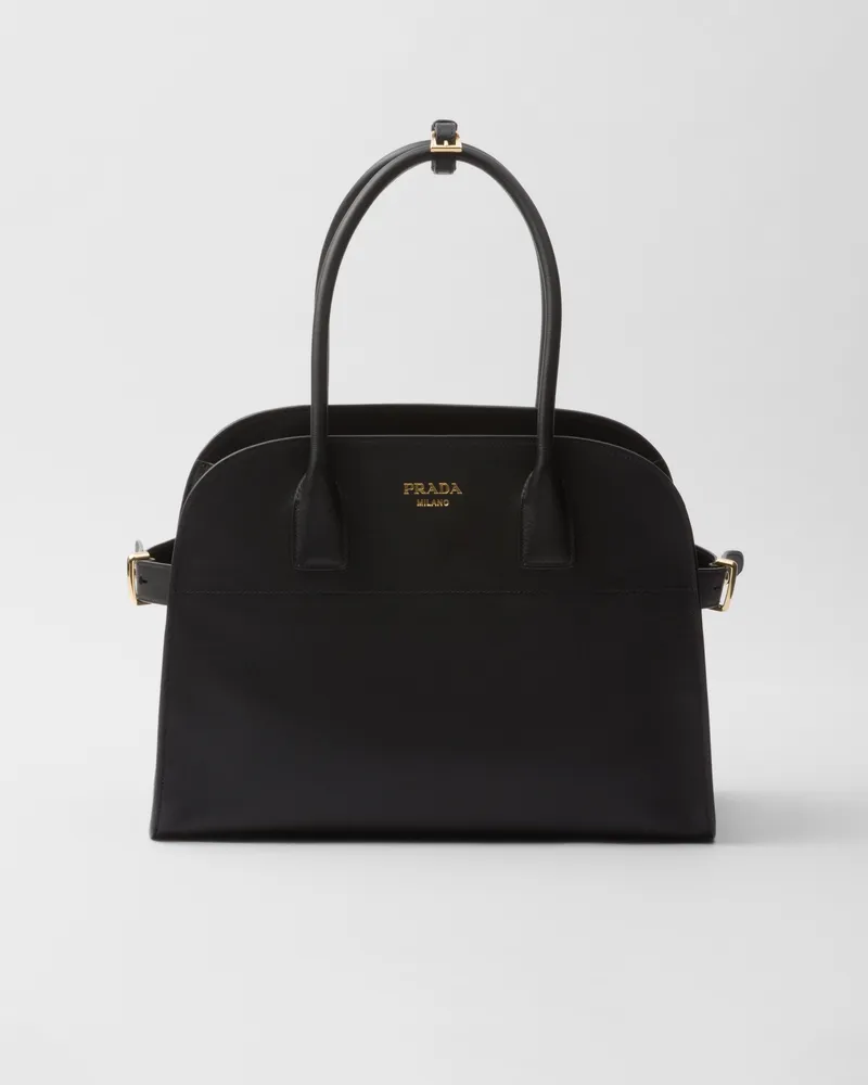 Prada Mittelgroße Tote Bag aus Leder Schwarz