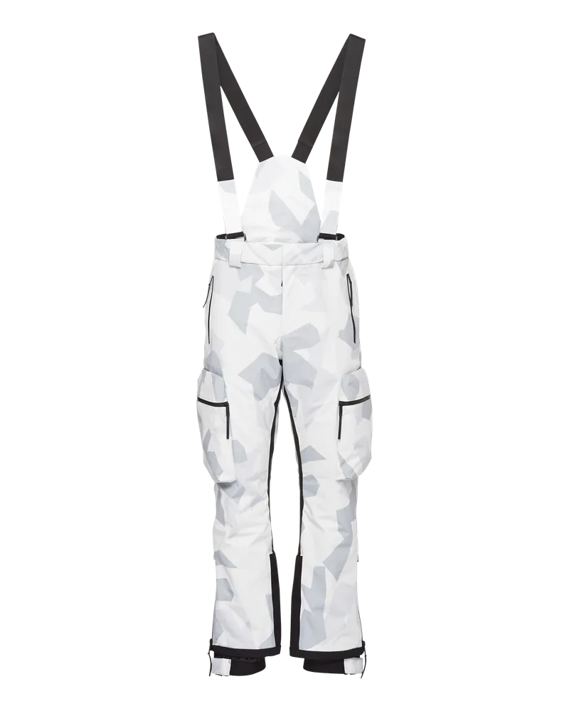 Prada Bedruckte Hose aus Funktionsgewebe Marmorgrau