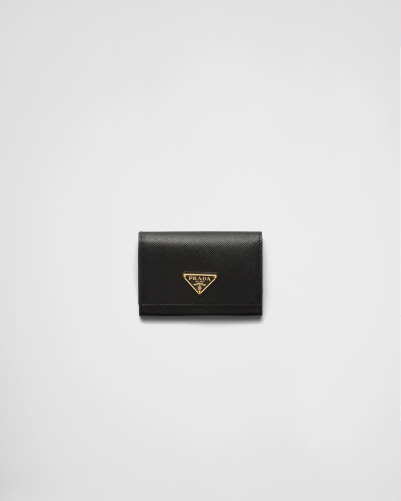 Prada Kartenetui Aus Saffiano-leder, Damen, Schwarz Schwarz