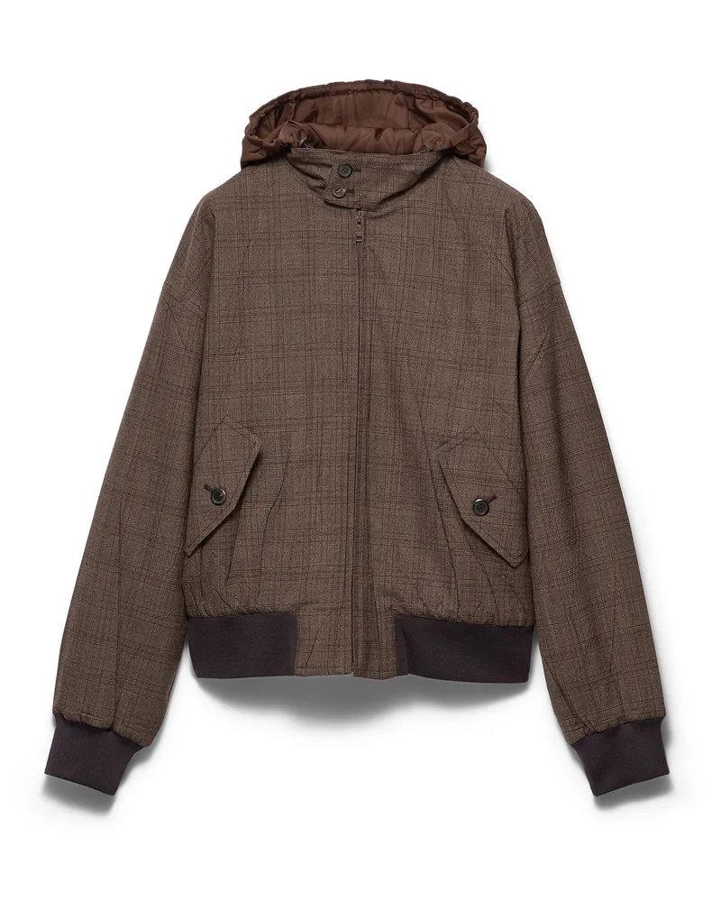 Prada Kapuzenjacke Aus Wolle, Herren, Tabak, Größe Tabak