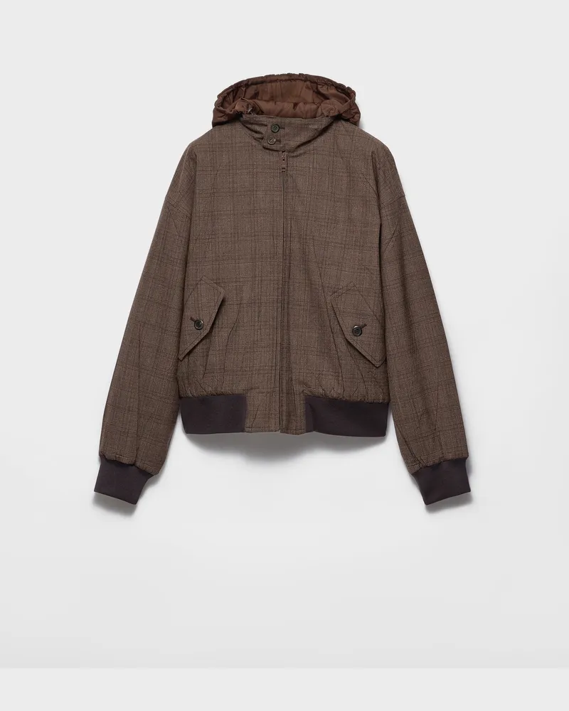 Prada Kapuzenjacke aus Wolle Tabak