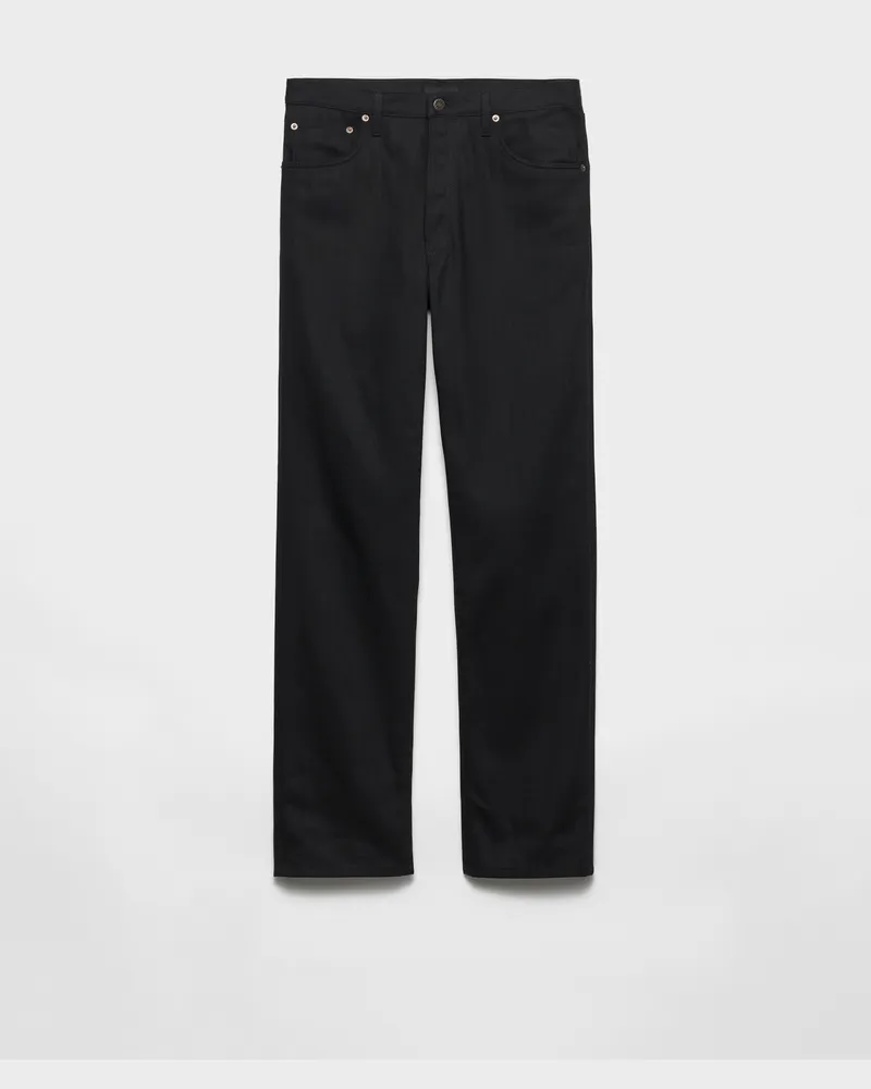 Prada Reguläre Jeans aus Raw Denim Schwarz