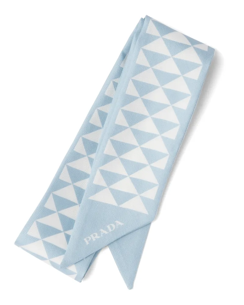 Prada Bedruckte Krawatte Aus Seide, Damen, Himmelblau/weiss Himmelblau