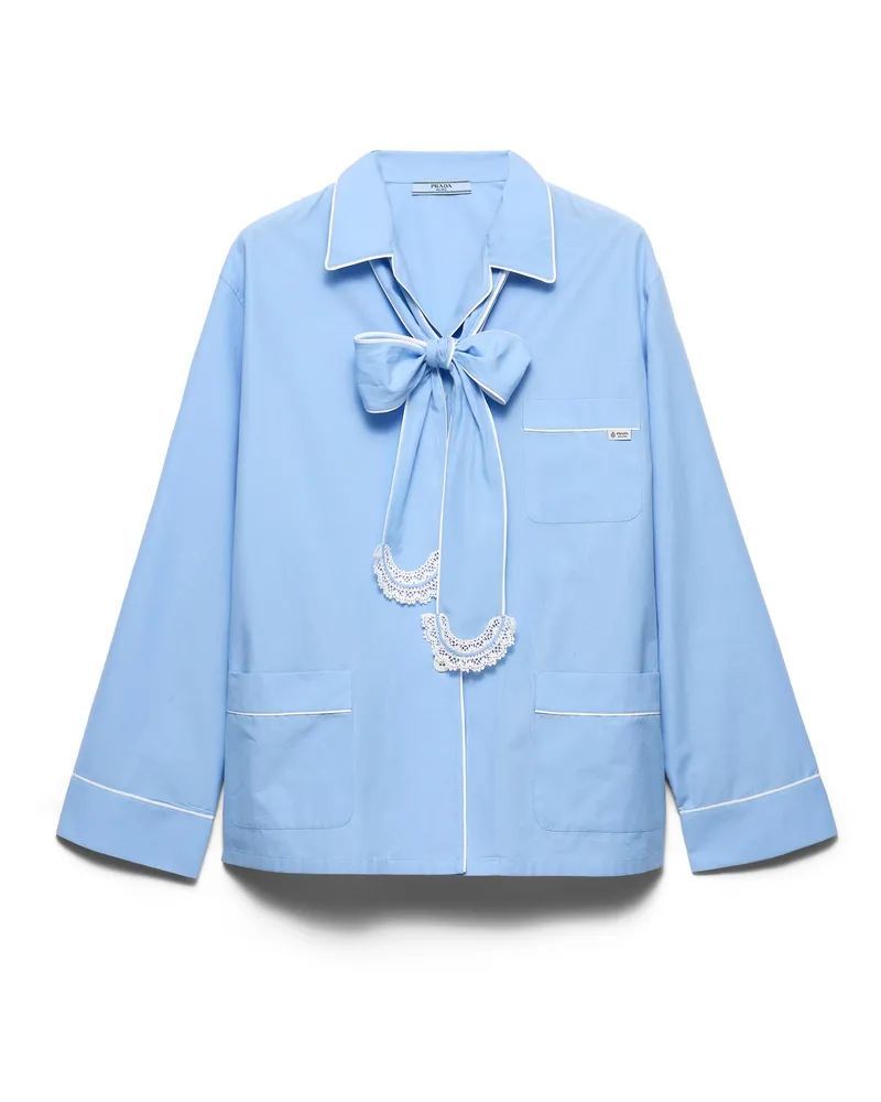 Prada Altes Hemd Aus Canvas, Damen, Hellblau, Größe Hellblau