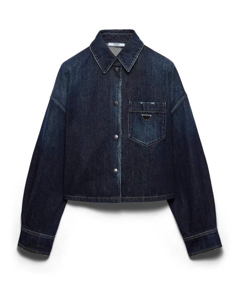 Prada Hemd Aus Denim, Damen, Blau, Größe Blau