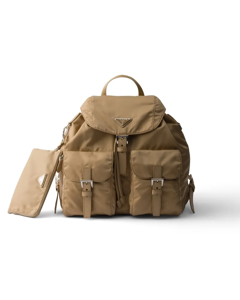 Prada Rucksack Aus Re-nylon, Damen, Kamelbraun Kamelbraun