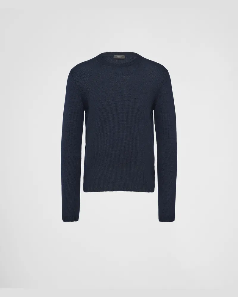 Prada Cashmere Crew-Neck Sweater Blau
