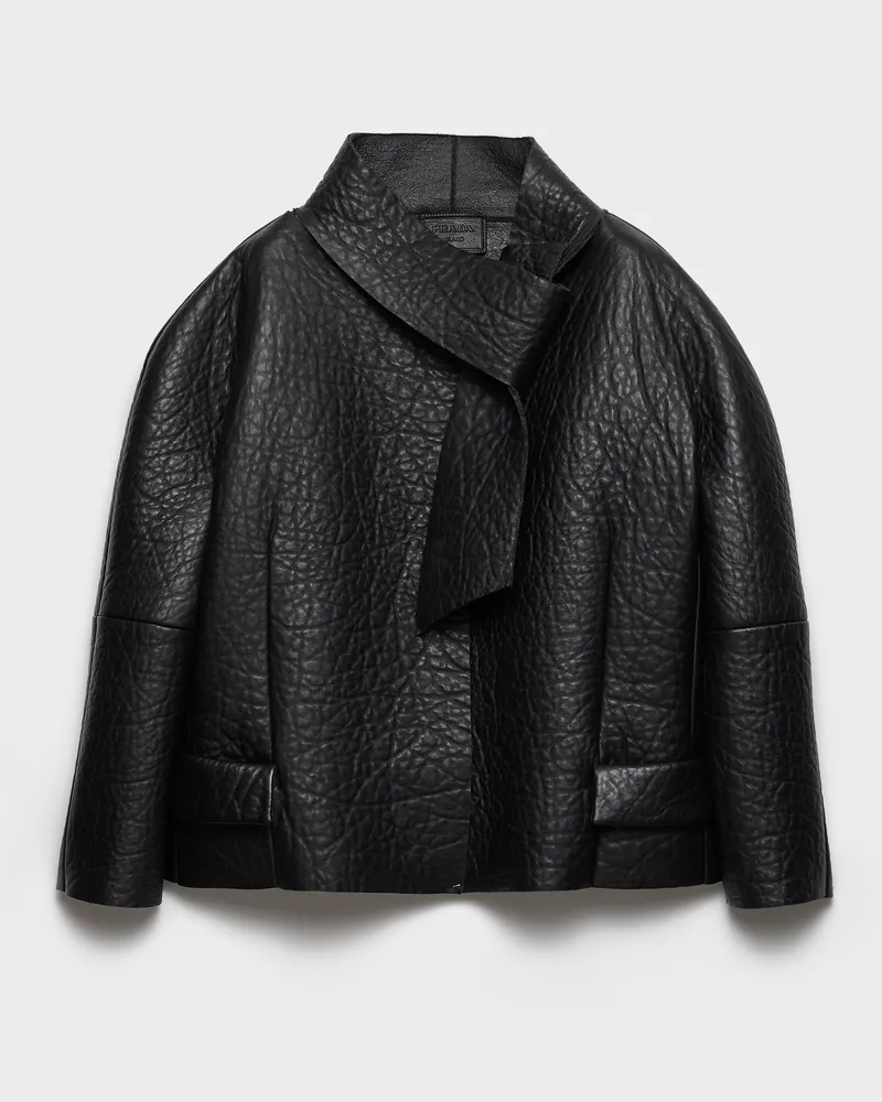 Prada Jacke aus gebundenem Nappa-Leder Schwarz