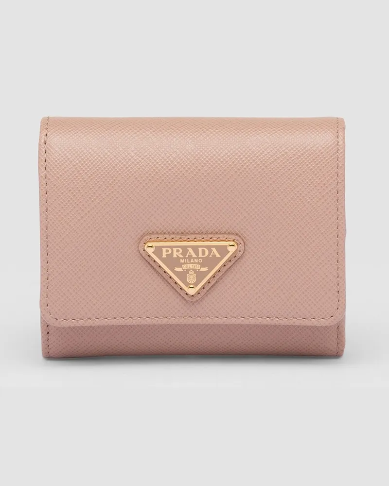 Prada Kleine Geldbörse aus Saffiano-Leder Puderrosa