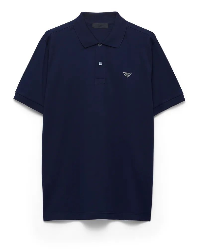 Prada Poloshirt Aus Piqué, Herren, Marineblau, Größe Marineblau