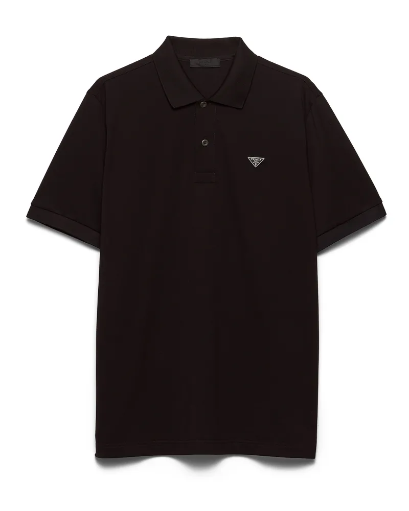 Prada Poloshirt Aus Piqué, Herren, Schwarz, Größe Schwarz