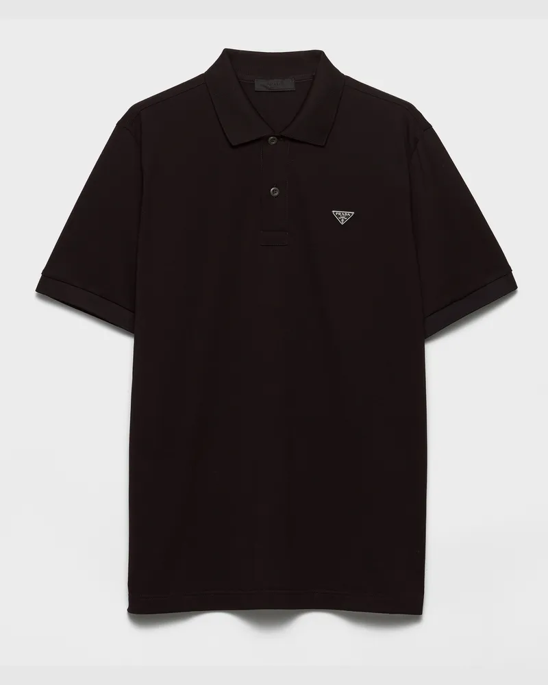 Prada Poloshirt aus Piqué Schwarz