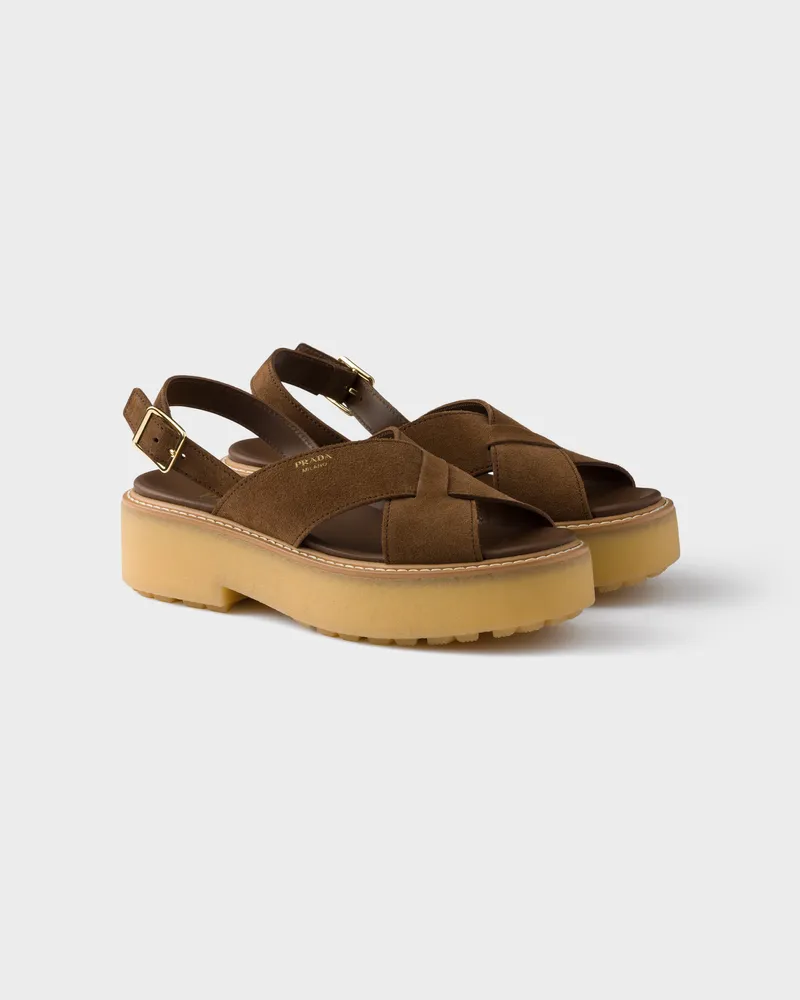 Prada Wildledersandalen Kakaobraun