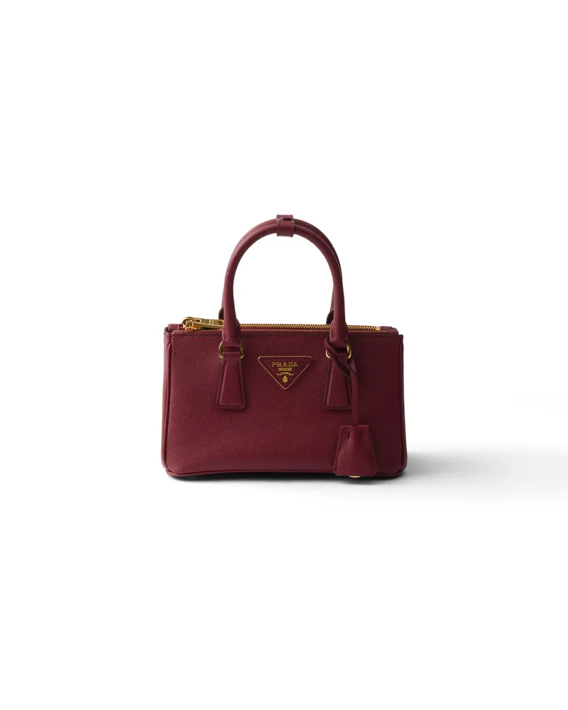 Prada Galleria Mini Bag Aus Saffiano-leder, Damen, Karmesinrot Karmesinrot