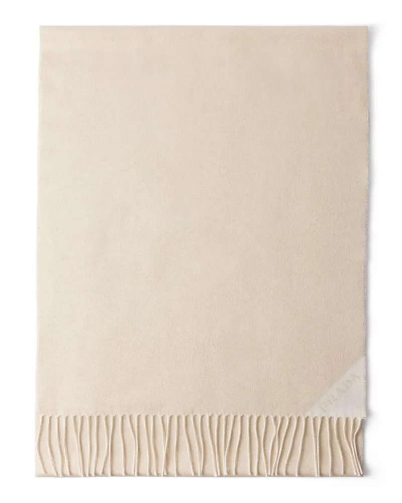Prada Jacquard-abendschal Aus Seide, Kaschmir Und Lurex, Damen, Platin/weiss Platin