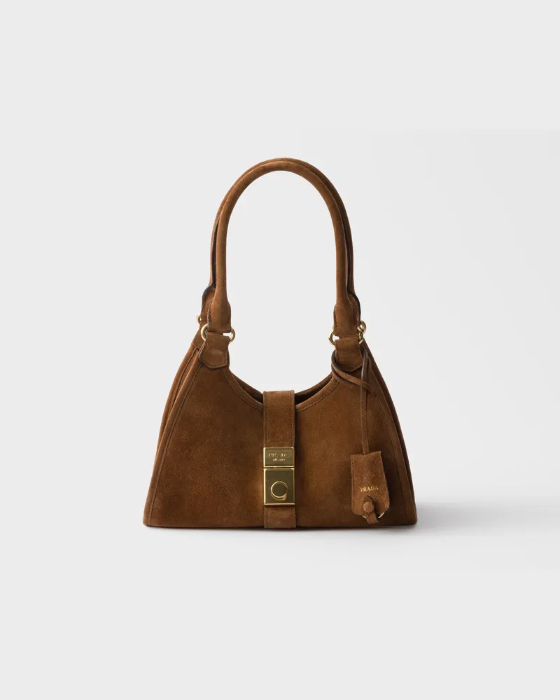 Prada Kleine Tote Bag aus Wildleder Kakaobraun