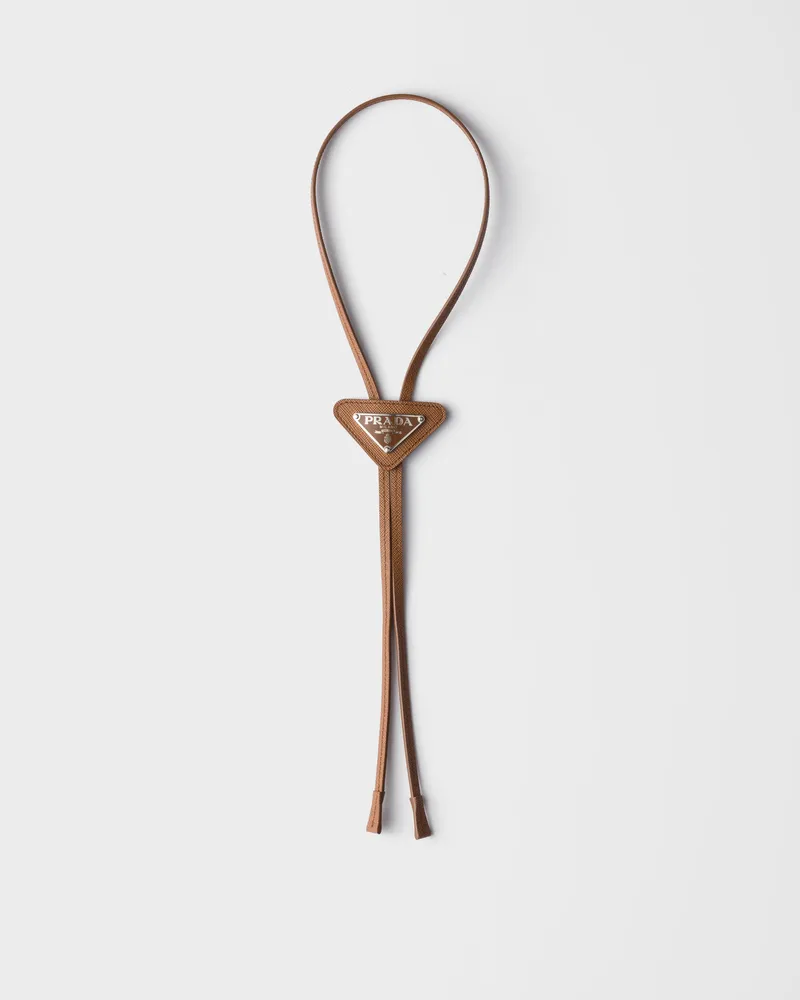 Prada Bolo Tie aus Saffiano-Leder Hellbraun
