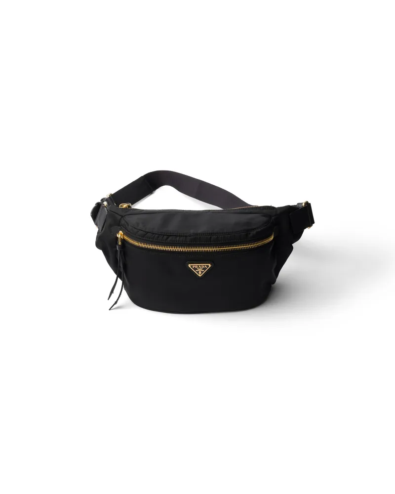 Prada Gürteltasche Aus Re-nylon Und Saffiano-leder, Damen, Schwarz Schwarz