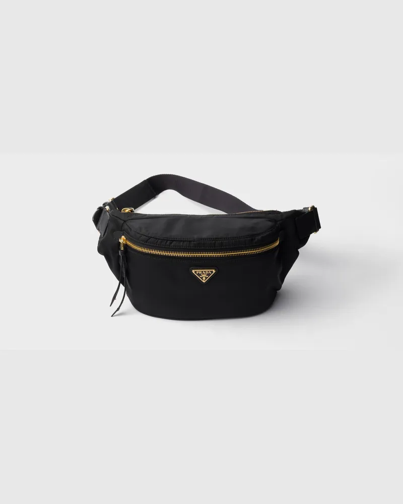 Prada Gürteltasche aus Re-Nylon und Saffiano-Leder Schwarz