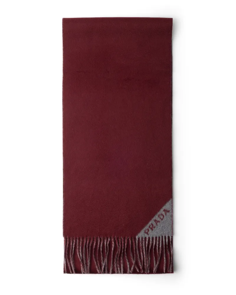 Prada Schal Aus Kaschmir-doppelgewebe, Herren, Bordeaux/slate Bordeaux