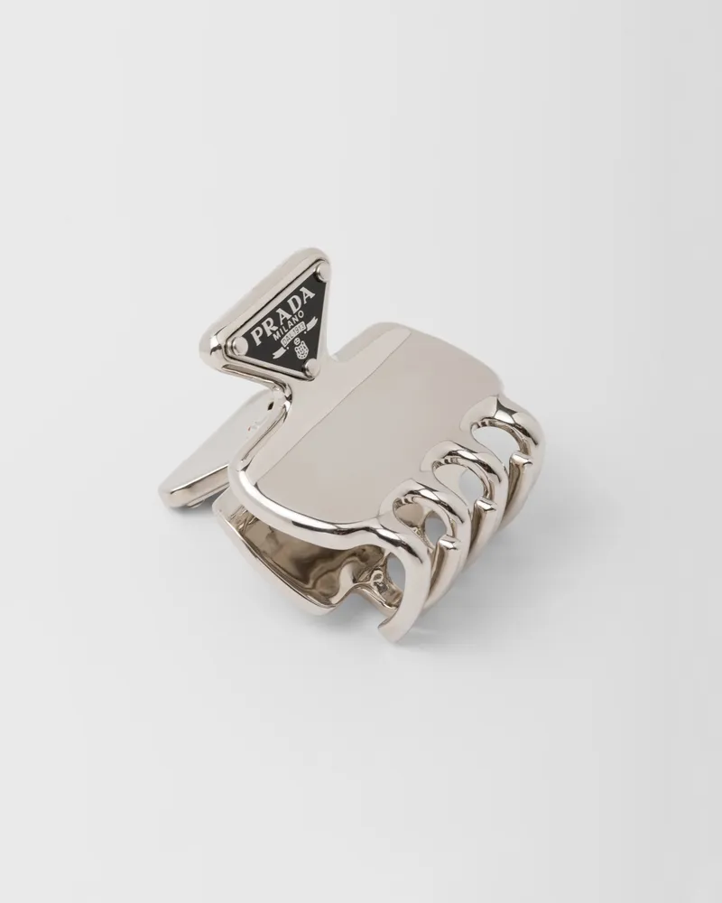 Prada Haarspange Aus Metall, Damen, Stahlgrau Stahlgrau