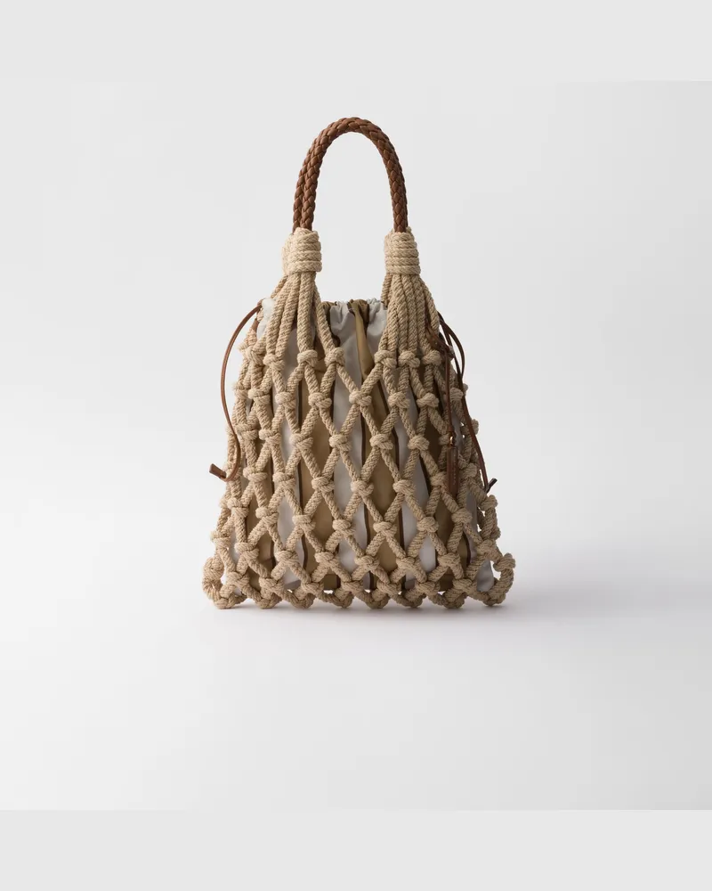 Prada Noué Mittelgroße Tasche aus Baumwoll-Makramee Kordel