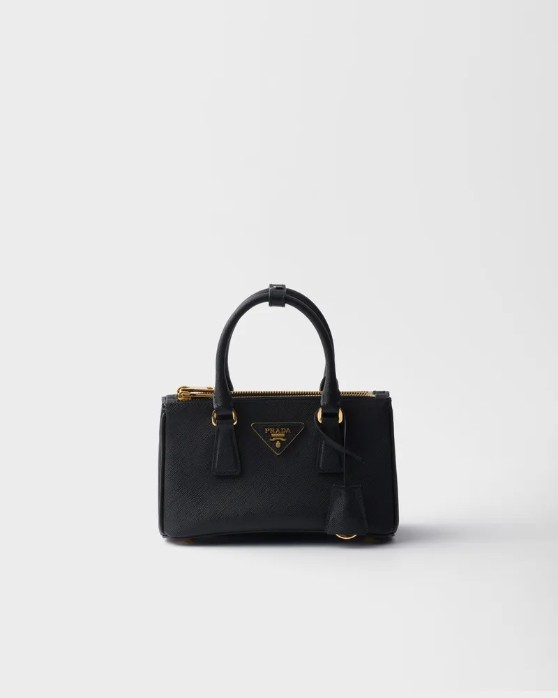 Prada Galleria Mini Bag aus Saffiano-Leder Schwarz
