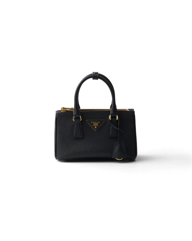 Prada Galleria Mini Bag Aus Saffiano-leder, Damen, Schwarz Schwarz