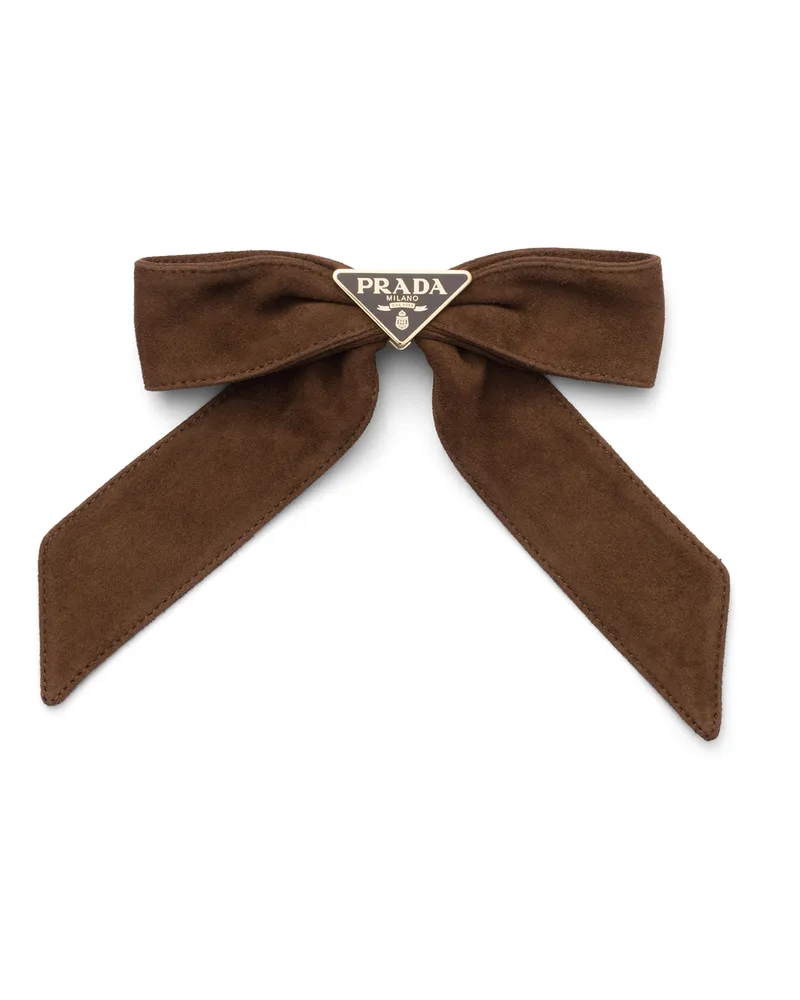 Prada Haarspange Aus Wildleder, Damen, Kakaobraun Kakaobraun