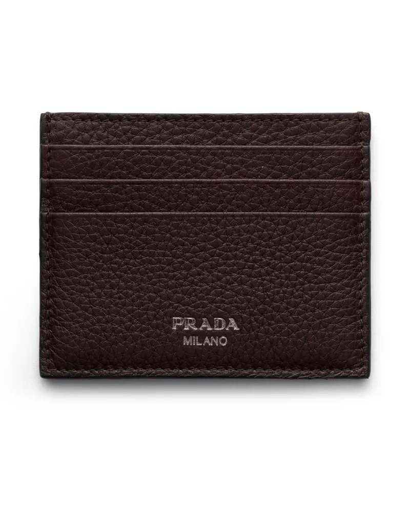 Prada Kartenetui Aus Leder, Herren, Dark Brown T Dark