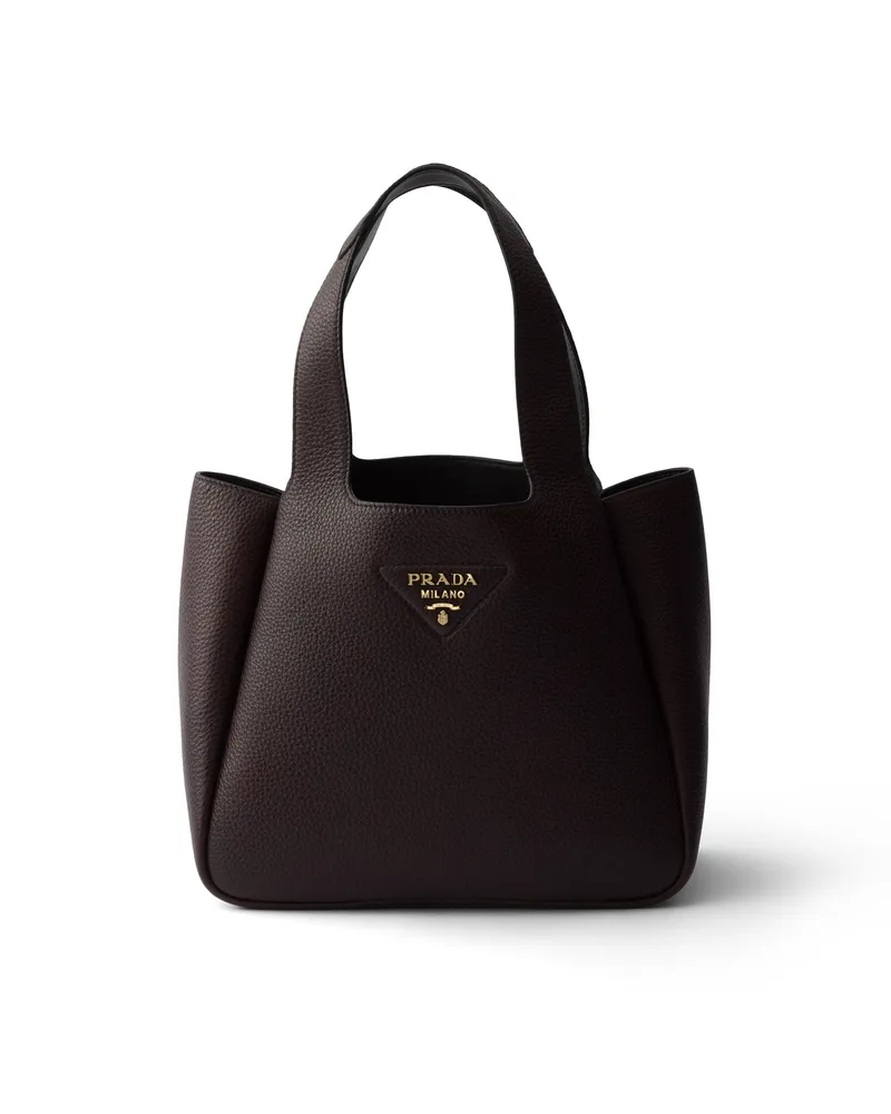 Prada Liaison Kleine Tote Bag Aus Leder, Damen, Dunkelbraun Dunkelbraun