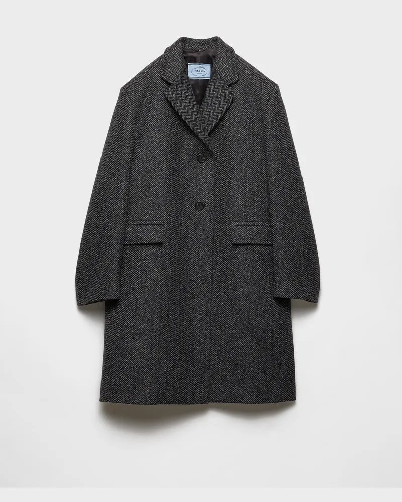 Prada Einreihige Jacke aus Chevron-Wolle Anthrazitgrau